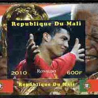 Mali 2010 Football World Cup - Ronaldo with Nelson Mandela in background individual imperf deluxe sheetlet unmounted mint. Note this item is privately produced and is offered purely on its thematic appeal