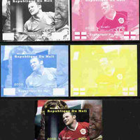 Mali 2010 Football World Cup - Rooney with Nelson Mandela in background individual deluxe sheetlet - the set of 5 imperf progressive proofs comprising the 4 individual colours plus all 4-colour composite, unmounted mint