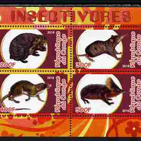 Congo 2010 Insectivores perf sheetlet containing 4 values unmounted mint