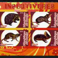 Congo 2010 Insectivores imperf sheetlet containing 4 values unmounted mint