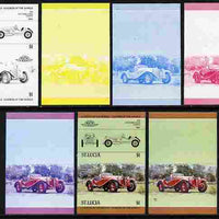 St Lucia 1984 Cars #1 (Leaders of the World) $1 Alfa Romeo (1930) se-tenant pair - the set of 7 imperf progressive proofs comprising the 4 individual colours plus 2, 3 and all 4-colour composite, unmounted mint as SG 707a