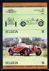 St Lucia 1984 Cars #1 (Leaders of the World) $1 Alfa Romeo (1930) se-tenant pair imperf from limited printing unmounted mint as SG 707a