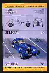 St Lucia 1984 Cars #1 (Leaders of the World) 5c Bugatti Type 57SC (1939) se-tenant pair imperf from limited printing unmounted mint as SG 703a