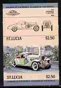 St Lucia 1984 Cars #1 (Leaders of the World) $2.50 Duesenberg 1932 SJ Roadster se-tenant pair imperf from limited printing unmounted mint as SG 709a