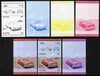 St Lucia 1984 Cars #1 (Leaders of the World) 10c Chevrolet Bel Air 1957 se-tenant pair - the set of 7 imperf progressive proofs comprising the 4 individual colours plus 2, 3 and all 4-colour composite, unmounted mint as SG 705a