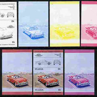 St Lucia 1984 Cars #1 (Leaders of the World) 10c Chevrolet Bel Air 1957 se-tenant pair - the set of 7 imperf progressive proofs comprising the 4 individual colours plus 2, 3 and all 4-colour composite, unmounted mint as SG 705a