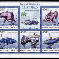 Comoro Islands 2009 Coelcanth Fish perf sheetlet containing 5 values unmounted mint Yv 1671-75, Mi 2334-38