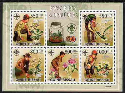 Guinea - Bissau 2009 Scouts & Orhids perf sheetlet containing 5 values unmounted mint Yv 3011-15