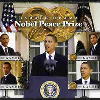 Gambia 2009 Barack Obama Wins Nobel Peace Prize perf sheetlet containing 4 values unmounted mint