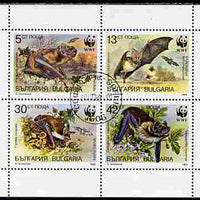 Bulgaria 1989 WWF - Bats perf sheetlet containing 4 values cto used, SG 3593-96