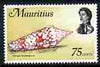 Mauritius 1972-74 Cone Shell 75c chalky paper (from def set) unmounted mint, SG 450a