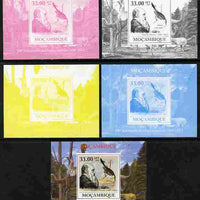 Mozambique 2009 200th Birth Anniversary of Charles Darwin #01 individual deluxe sheet - the set of 5 imperf progressive proofs comprising the 4 individual colours plus all 4-colour composite, unmounted mint