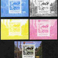 Mozambique 2009 200th Birth Anniversary of Charles Darwin #02 individual deluxe sheet - the set of 5 imperf progressive proofs comprising the 4 individual colours plus all 4-colour composite, unmounted mint