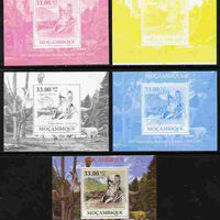 Mozambique 2009 200th Birth Anniversary of Charles Darwin #03 individual deluxe sheet - the set of 5 imperf progressive proofs comprising the 4 individual colours plus all 4-colour composite, unmounted mint