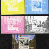 Mozambique 2009 200th Birth Anniversary of Charles Darwin #05 individual deluxe sheet - the set of 5 imperf progressive proofs comprising the 4 individual colours plus all 4-colour composite, unmounted mint