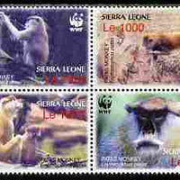 Sierra Leone 2004 WWF - Endangered Species - Patas Monkey perf se-tenant block of 4 unmounted mint SG 4290-3