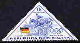 Dominican Republic 1957 Melbourne Olympic Games (3rd Issue) 11c Hans Winkler of Germany triangular unmounted mint, SG 719