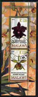 Malawi 2010 Orchids #1 perf sheetlet containing 2 values fine cto used