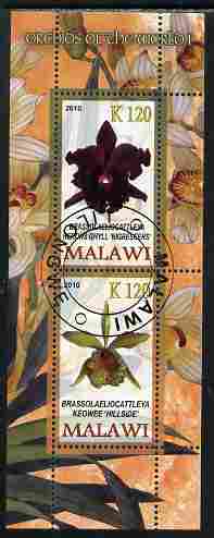 Malawi 2010 Orchids #1 perf sheetlet containing 2 values fine cto used