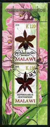 Malawi 2010 Orchids #3 perf sheetlet containing 2 values fine cto used