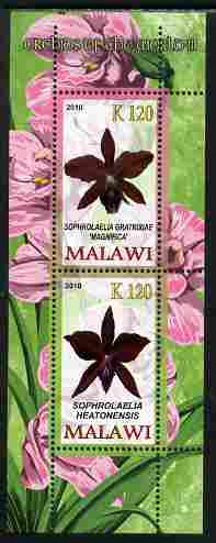 Malawi 2010 Orchids #3 perf sheetlet containing 2 values unmounted mint