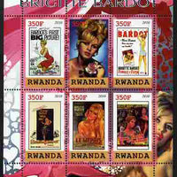 Rwanda 2010 Brigette Bardot perf sheetlet containing 6 values unmounted mint