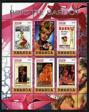 Rwanda 2010 Brigette Bardot perf sheetlet containing 6 values unmounted mint