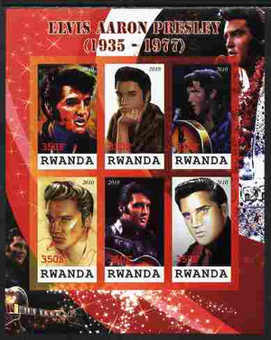 Rwanda 2010 Elvis Presley imperf sheetlet containing 6 values unmounted mint