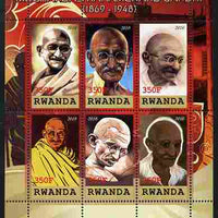 Rwanda 2010 Mahatma Gandhi perf sheetlet containing 6 values unmounted mint