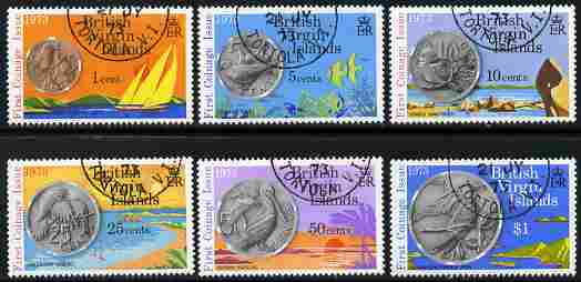 British Virgin Islands 1973 First Coinage Issue perf set of 6 fine cds used, SG 289-94