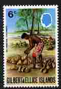 Gilbert & Ellice Islands 1972 -73 6c De-Husking Coconuts wmk sideways unmounted mint SG 205