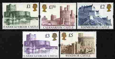 Great Britain 1992-95 Castle High Value set of 5 (Harrison printing) unmounted mint, SG 1611-14