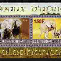 Djibouti 2010 Animals of Africa - Elephants perf sheetlet containing 2 values unmounted mint