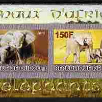 Djibouti 2010 Animals of Africa - Elephants imperf sheetlet containing 2 values unmounted mint