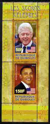 Djibouti 2010 Famous Scouts - Bill Clinton & Barack Obama perf sheetlet containing 2 values unmounted mint