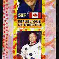 Djibouti 2010 Famous Scouts - Neil Armstrong & Marc Garneau imperf sheetlet containing 2 values unmounted mint