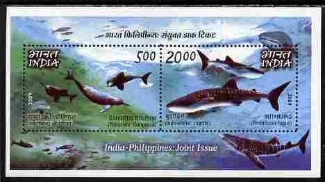 India 2009 Sharks & Dolphins perf m/sheet unmounted mint