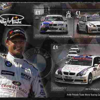 Guernsey 2008 Andy Priaulx's Triple World Touring Car Champion perf sheetlet containing 3 x £1 values unmounted mint, SG MS 1198