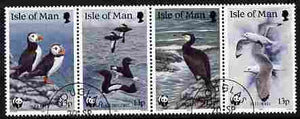 Isle of Man 1999 WWF - Sea Birds perf strip of 4 fine cds used sg 420a