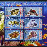 Congo 2010 Ocean Life #02 perf sheetlet containing 6 values fine cto used