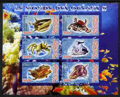 Congo 2010 Ocean Life #02 imperf sheetlet containing 6 values unmounted mint