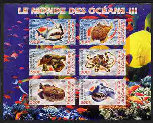 Congo 2010 Ocean Life #03 imperf sheetlet containing 6 values unmounted mint