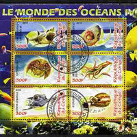 Congo 2010 Ocean Life #04 perf sheetlet containing 6 values fine cto used