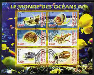 Congo 2010 Ocean Life #04 perf sheetlet containing 6 values fine cto used