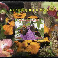 Mali 2010 Butterflies #01 with Orchids & Fungi in background perf s/sheet unmounted mint. Note this item is privately produced and is offered purely on its thematic appeal,