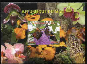 Mali 2010 Butterflies #01 with Orchids & Fungi in background imperf s/sheet unmounted mint. Note this item is privately produced and is offered purely on its thematic appeal,