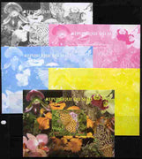 Mali 2010 Butterflies #02 with Orchids & Fungi in background s/sheet - the set of 5 imperf progressive proofs comprising the 4 individual colours plus all 4-colour composite, unmounted mint