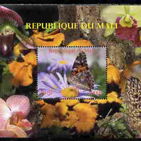 Mali 2010 Butterflies #03 with Orchids & Fungi in background perf s/sheet unmounted mint. Note this item is privately produced and is offered purely on its thematic appeal,