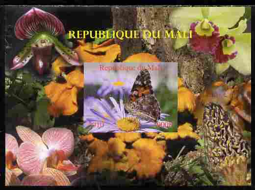 Mali 2010 Butterflies #03 with Orchids & Fungi in background imperf s/sheet unmounted mint. Note this item is privately produced and is offered purely on its thematic appeal,