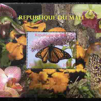 Mali 2010 Butterflies #04 with Orchids & Fungi in background perf s/sheet unmounted mint. Note this item is privately produced and is offered purely on its thematic appeal,